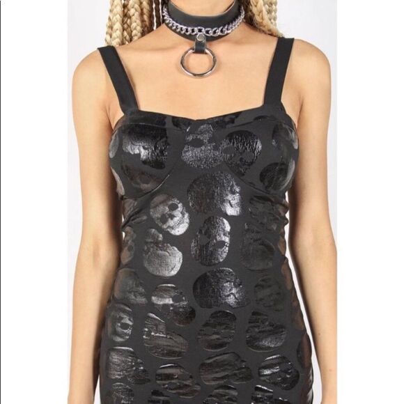 𝅺Iron Fist Skulls Club Black Mini Dress - Picture 2 of 4